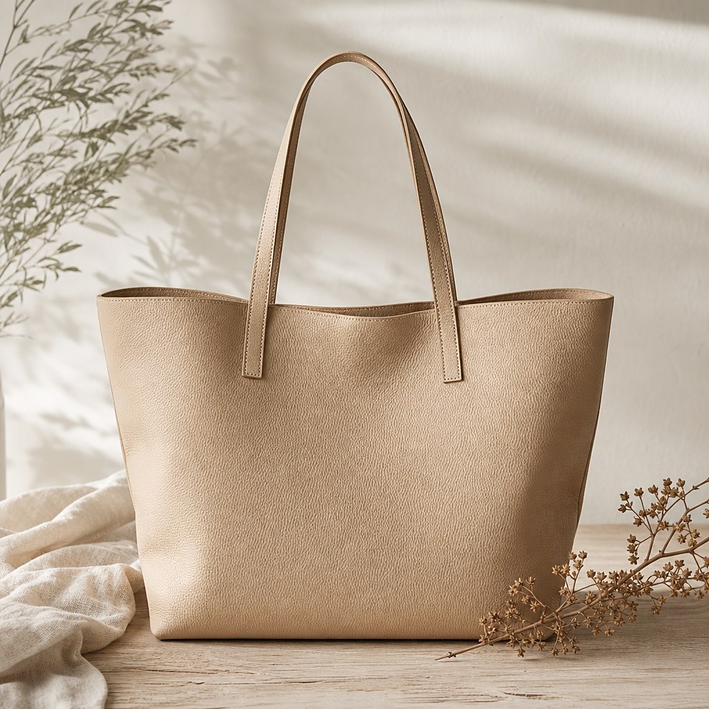 Beiger Leder-Shopper Carla, große Henkeltasche